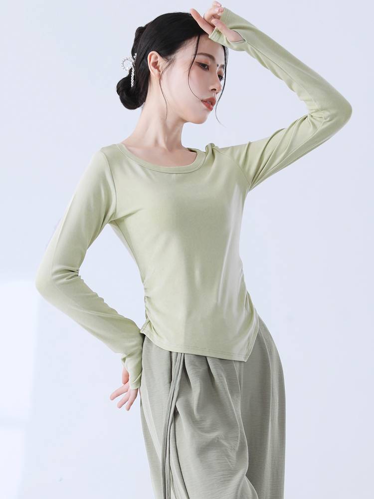 Modern dance exercise, female adult slimming, short -sleeved jazz basic dance top dance birthday is often worn