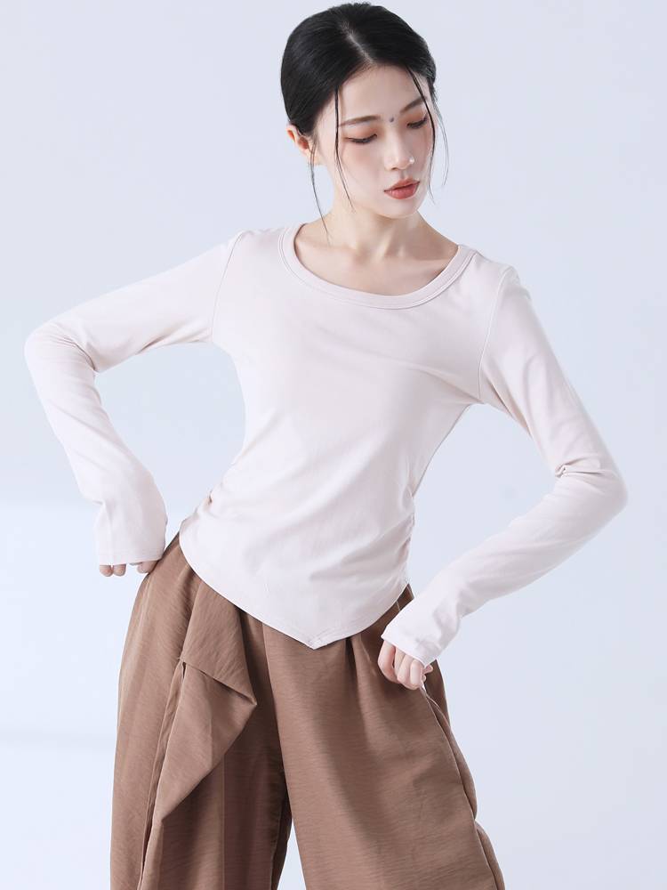 Modern dance exercise, female adult slimming, short -sleeved jazz basic dance top dance birthday is often worn
