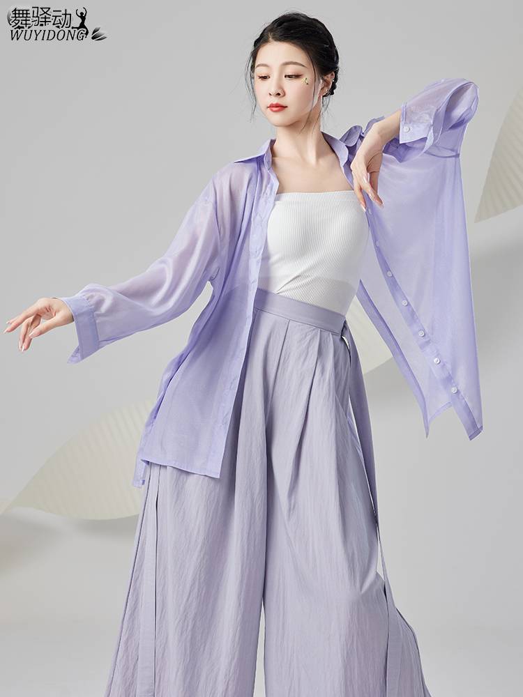 Danceyi moving modern dance loose, elegant long -sleeved shirt top female Chinese dance adult classical dance service practice