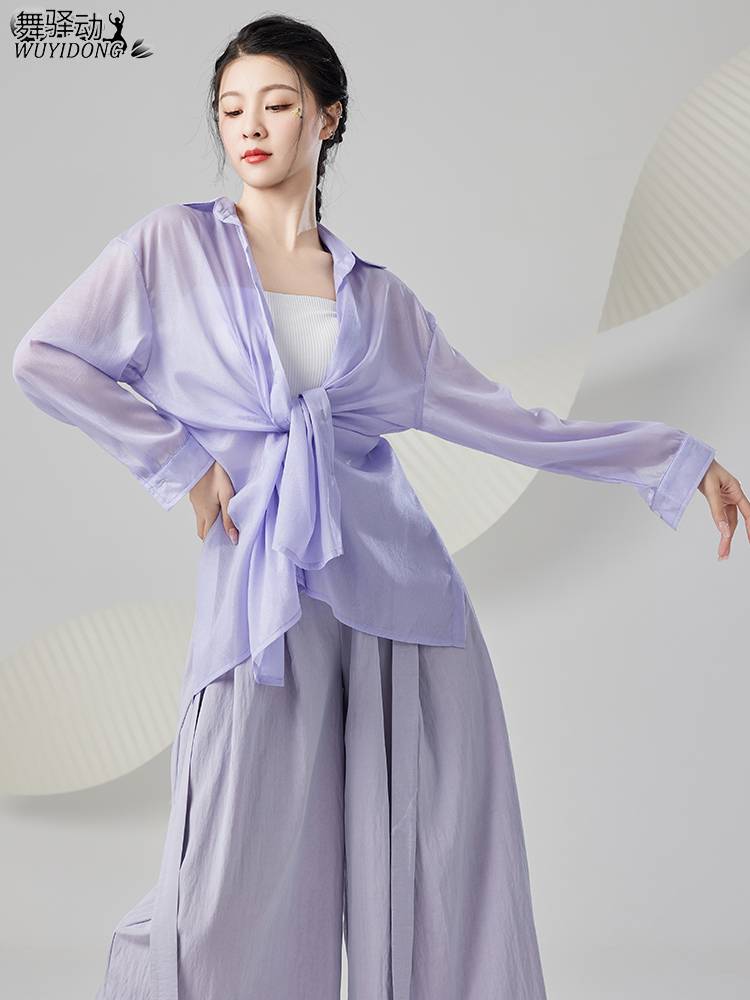 Danceyi moving modern dance loose, elegant long -sleeved shirt top female Chinese dance adult classical dance service practice