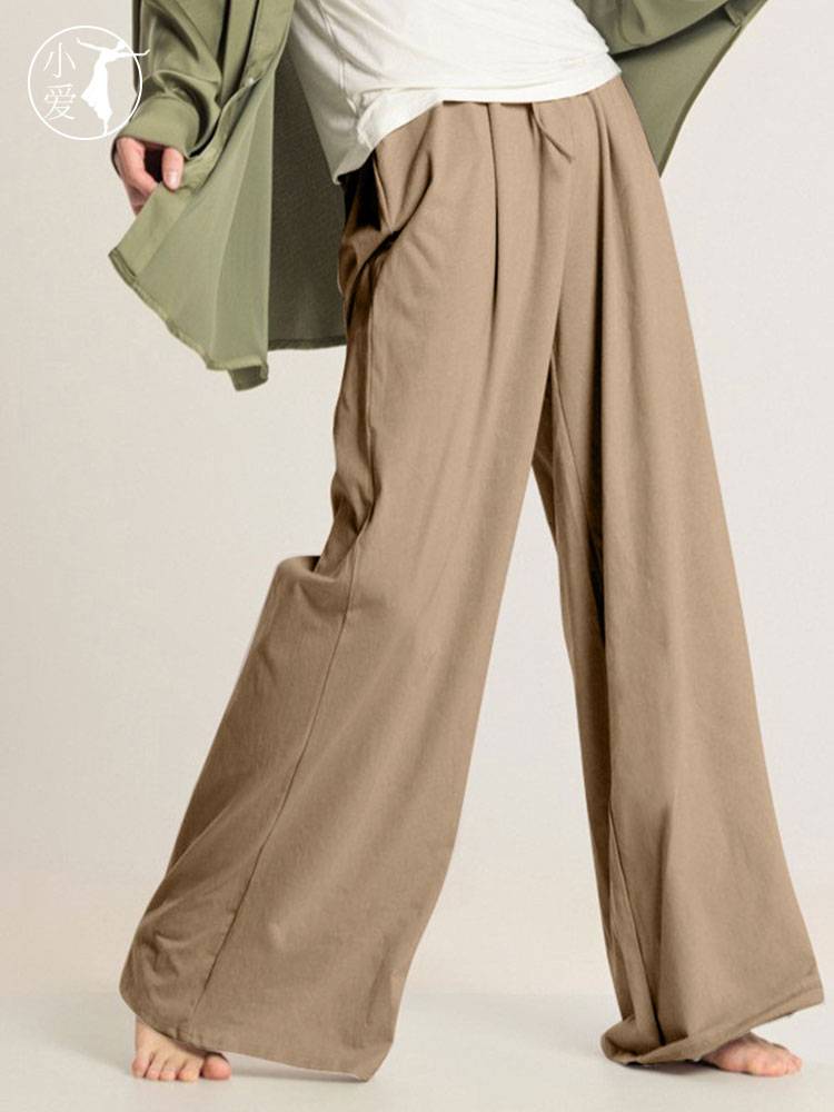 Modern dance pants practice clothes, loose practice pants, men and women Chinese dance gray wide -leg pants adult performance clothing pants