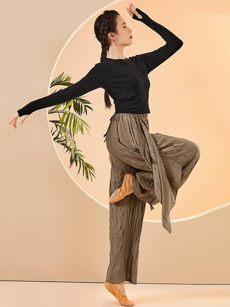 Classical dance performance clothing, loose, elegant wide leg pants Modern dance exercises, folds, vertical sensory straight pants dance dance