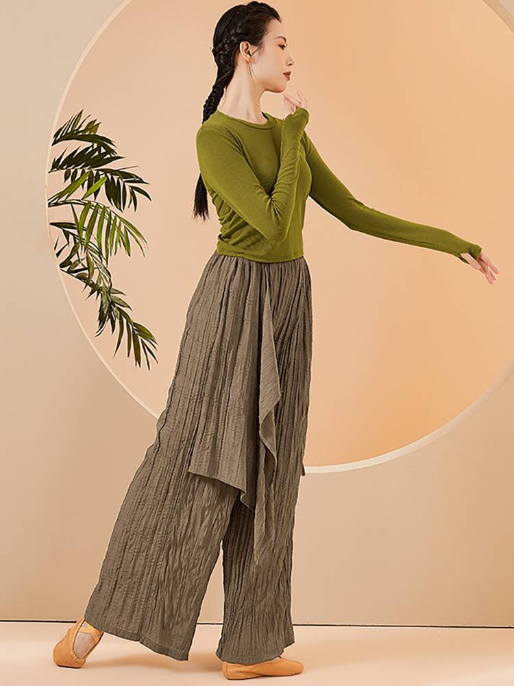 Classical dance performance clothing, loose, elegant wide leg pants Modern dance exercises, folds, vertical sensory straight pants dance dance