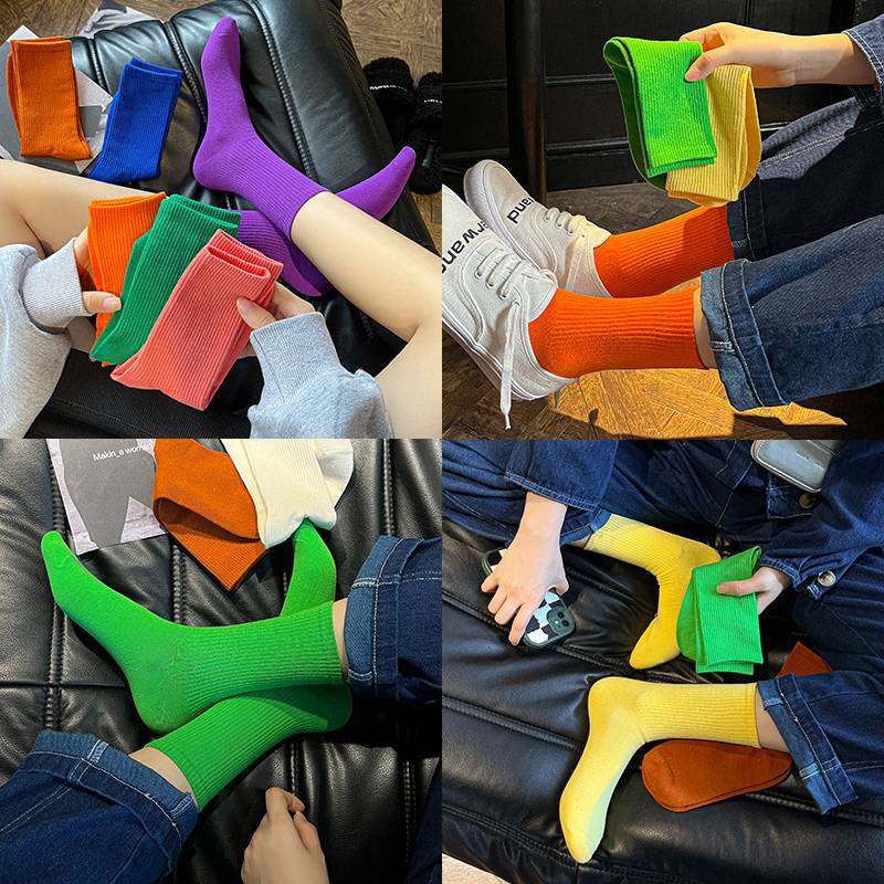 Color socks children Modern dance socks pure cotton spring and summer dance long cylinder solid color candy color macaron middle socks