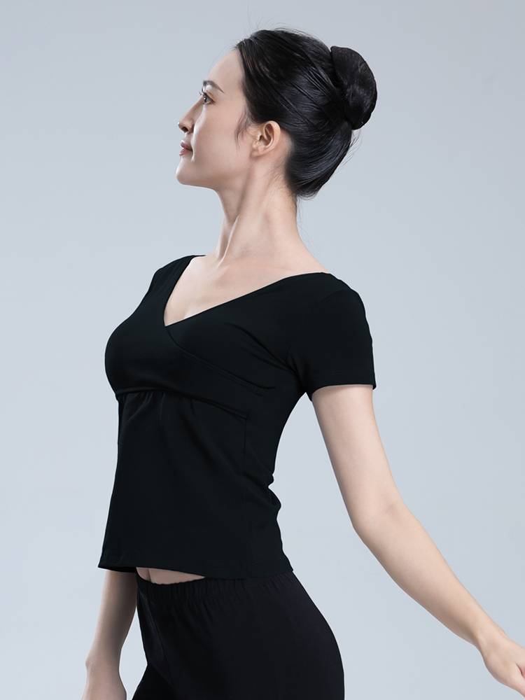 Dance clothing art test modern dance professional practice uniform top female Chinese classical dance clothes short -sleeved gymnastics uniform