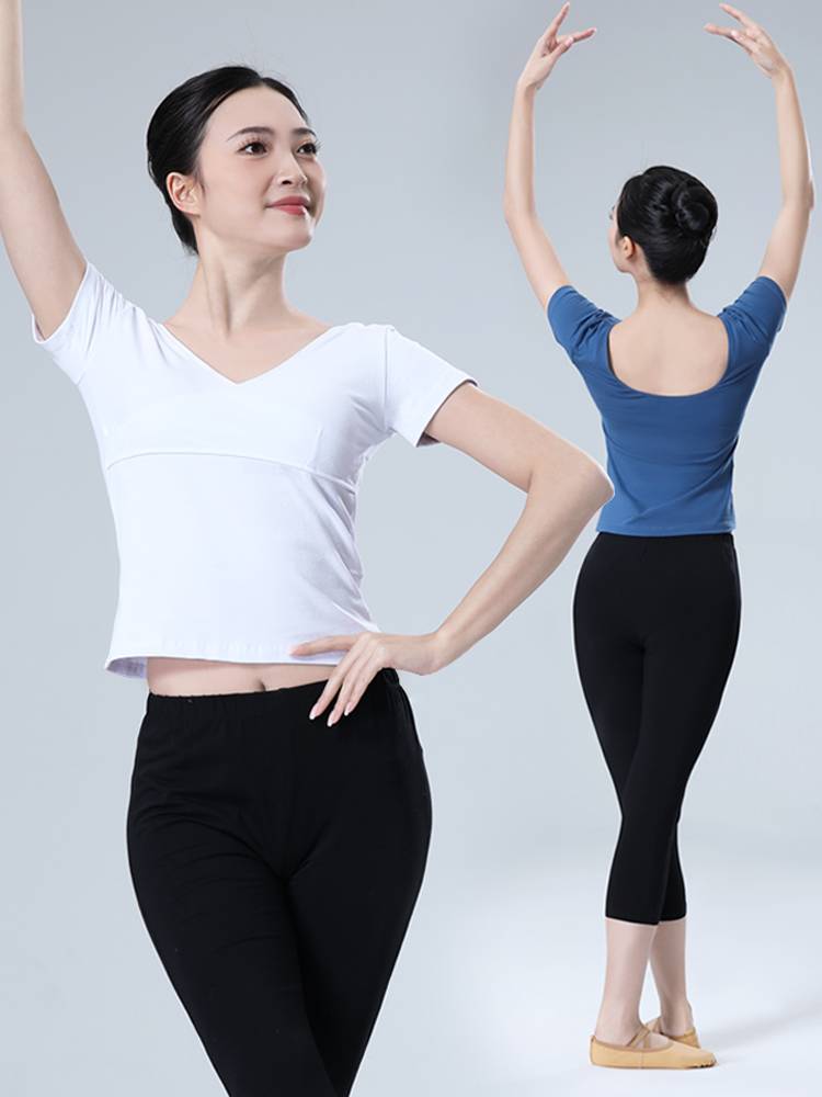 Dance clothing art test modern dance professional practice uniform top female Chinese classical dance clothes short -sleeved gymnastics uniform