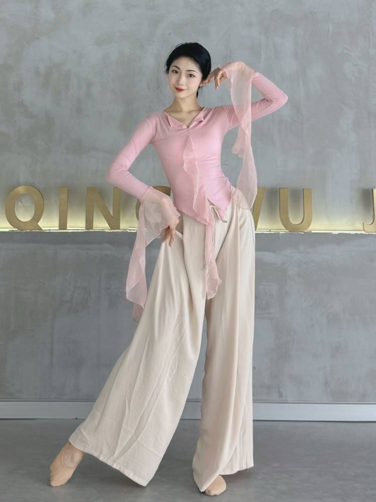 Classical dance elegant wide leg pants loose modern dance pants Chinese dance exercise pants adult 2024 new dance pants