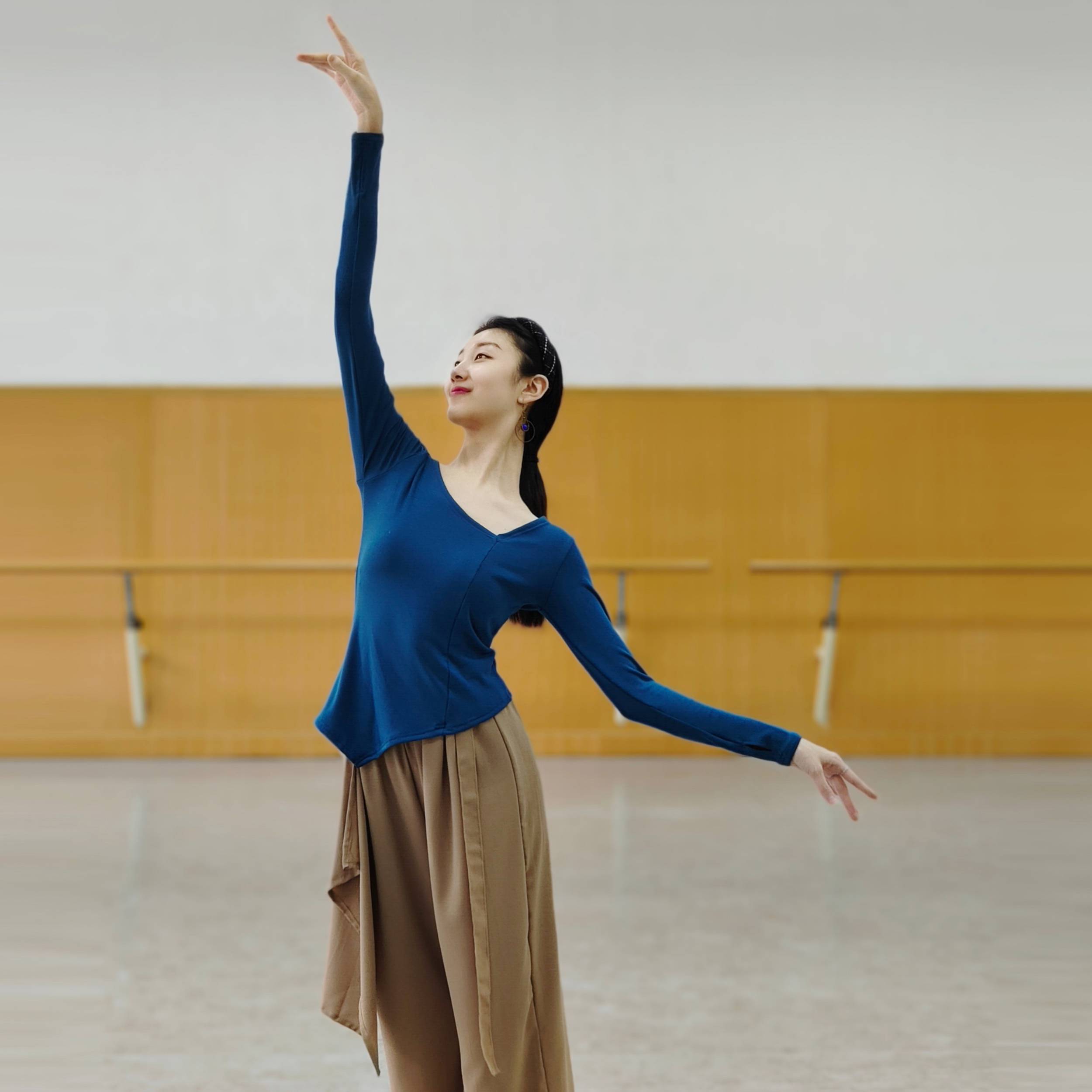 Modern Dance Spring and Summer Dance Practice Services Top Classical Dance Professional Todels Training Severe Long -sleeved Clothing Female Art Test