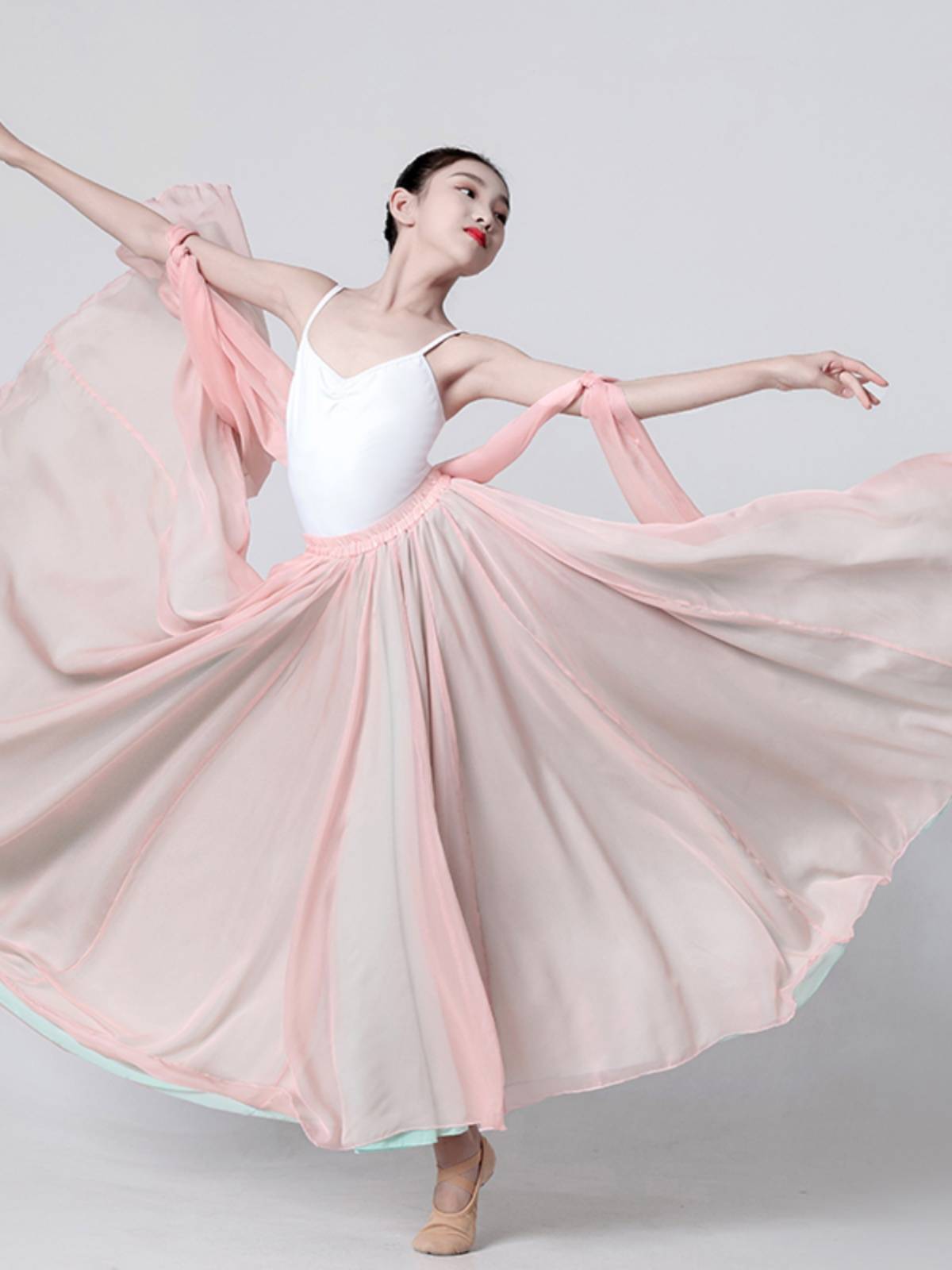 Children's Classical Dance Skirt 720 degrees elegant double -layer photo skirt Chinese modern dance exercise long skirt