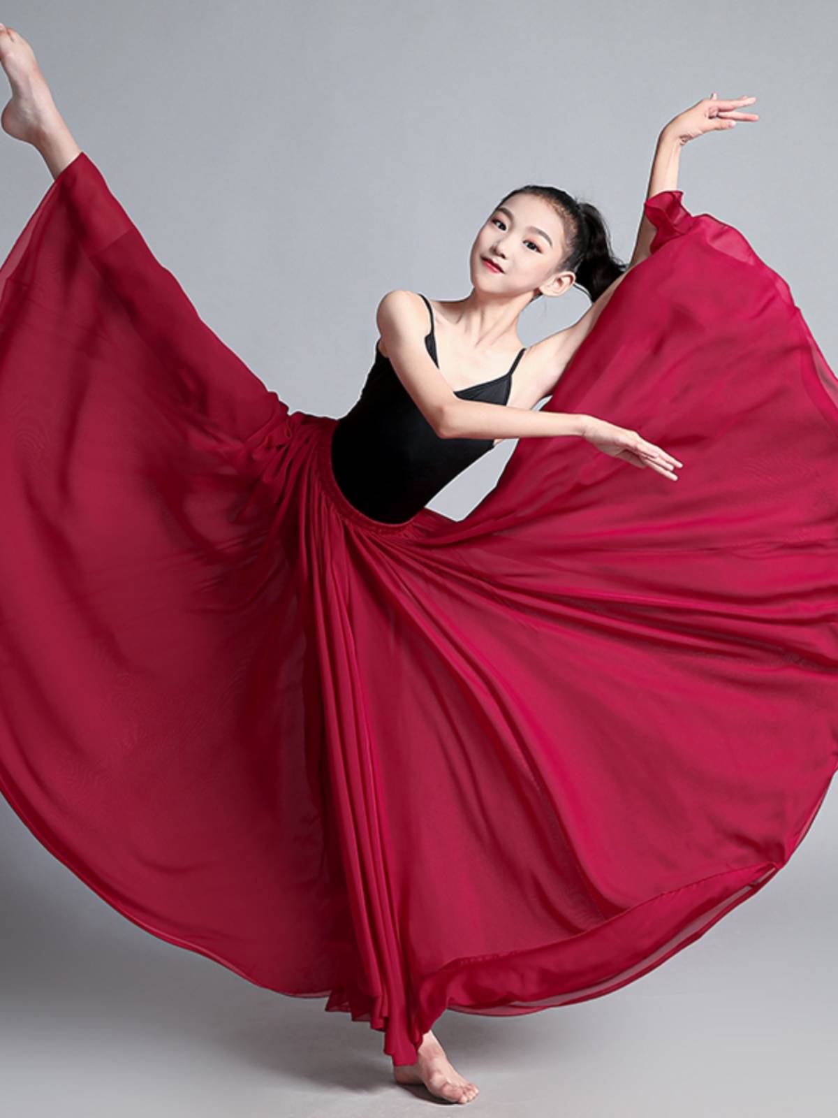 Children's Classical Dance Skirt 720 degrees elegant double -layer photo skirt Chinese modern dance exercise long skirt