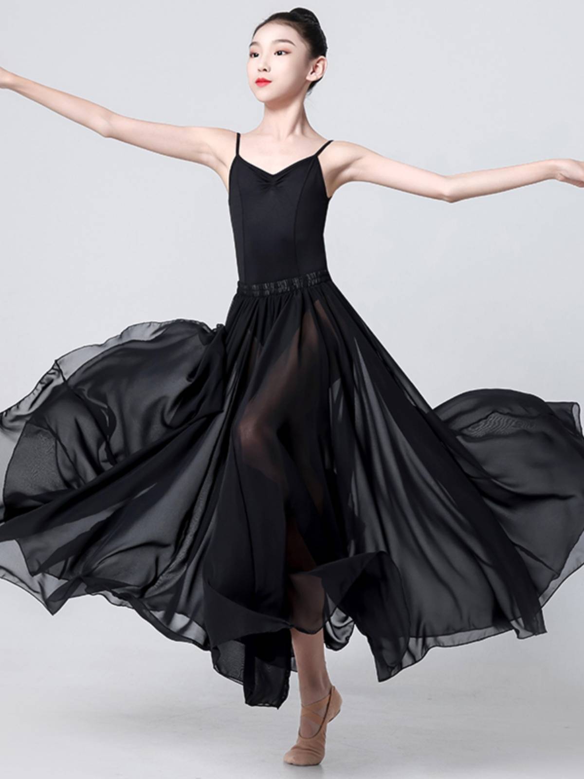 Children's Classical Dance Skirt 720 degrees elegant double -layer photo skirt Chinese modern dance exercise long skirt