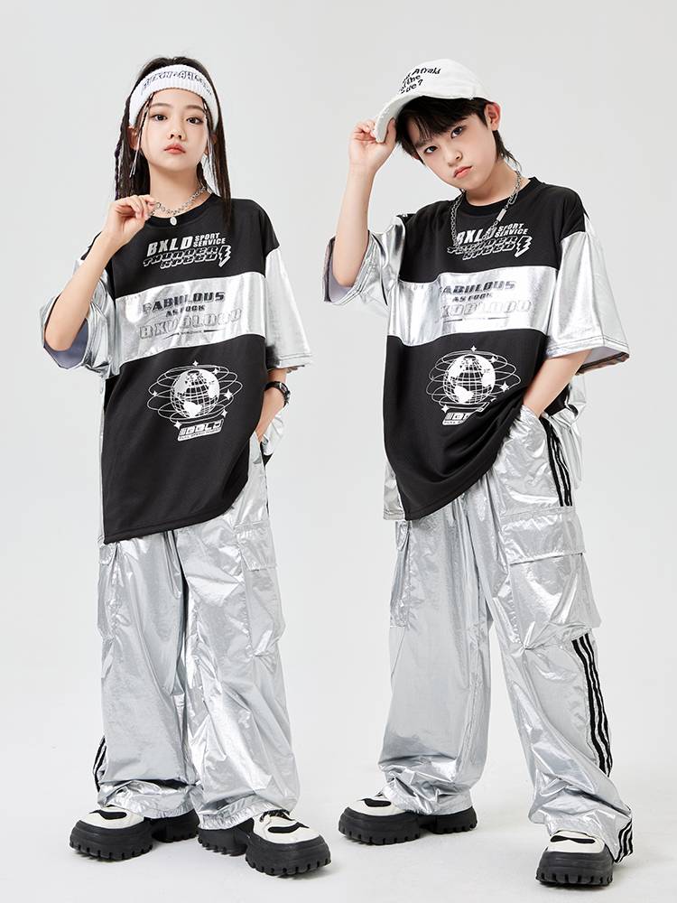 Children's hip -hop performances are loose and loose modern dance exercises adult hip -hop set Hiphop jazz dance clothing
