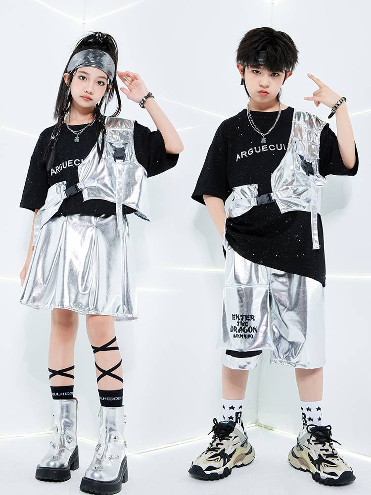 Children's hip -hop performances are loose and loose modern dance exercises adult hip -hop set Hiphop jazz dance clothing