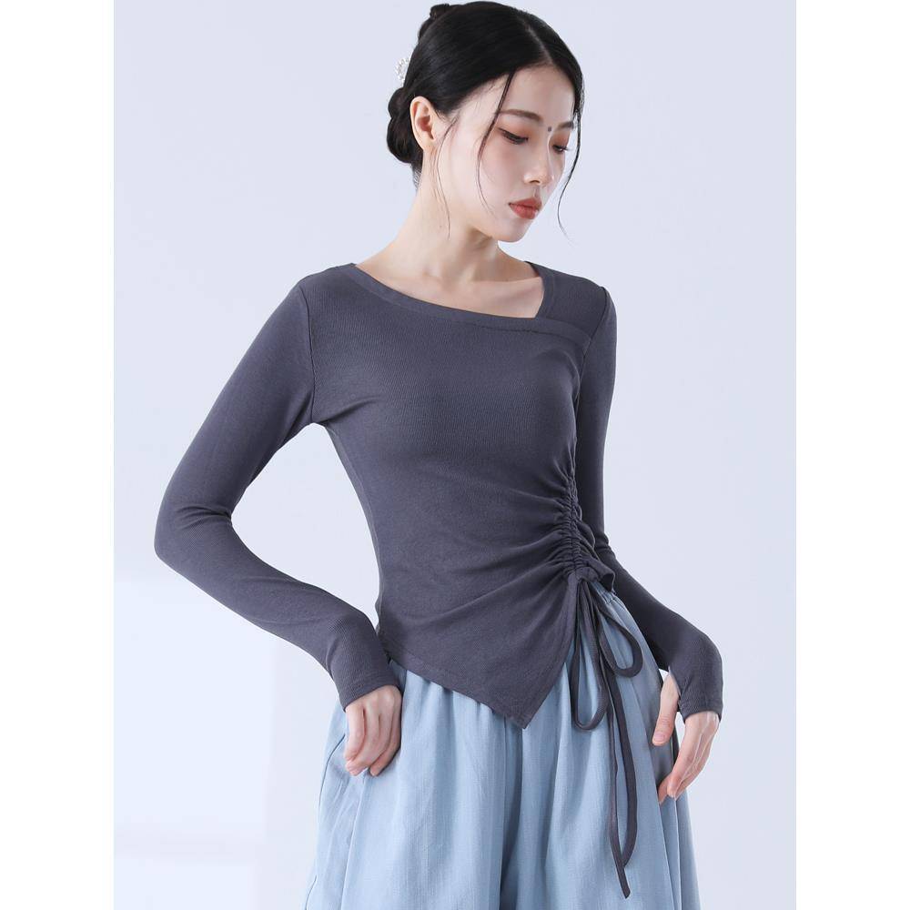 The new modern dance exercise, the female adult slimming slender sleeve refers to long -sleeved top classical dance performance clothing autumn