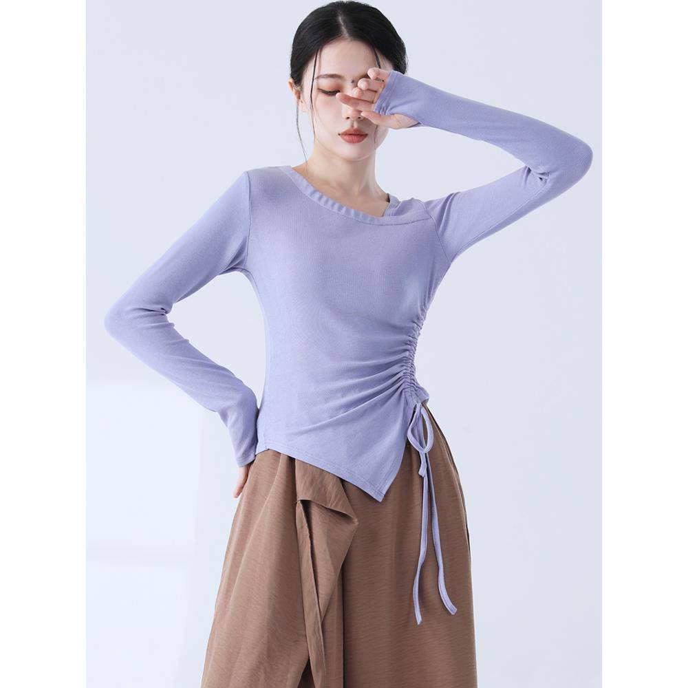 The new modern dance exercise, the female adult slimming slender sleeve refers to long -sleeved top classical dance performance clothing autumn