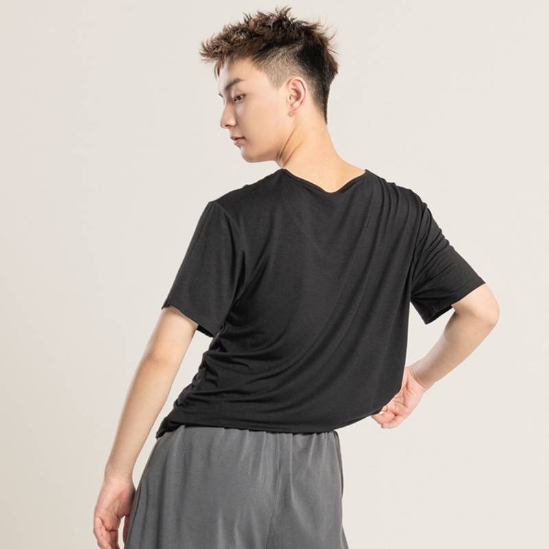 Modern dance exercise service male Modal short -sleeved top loose art test dance service square dance dance clothing base training suit
