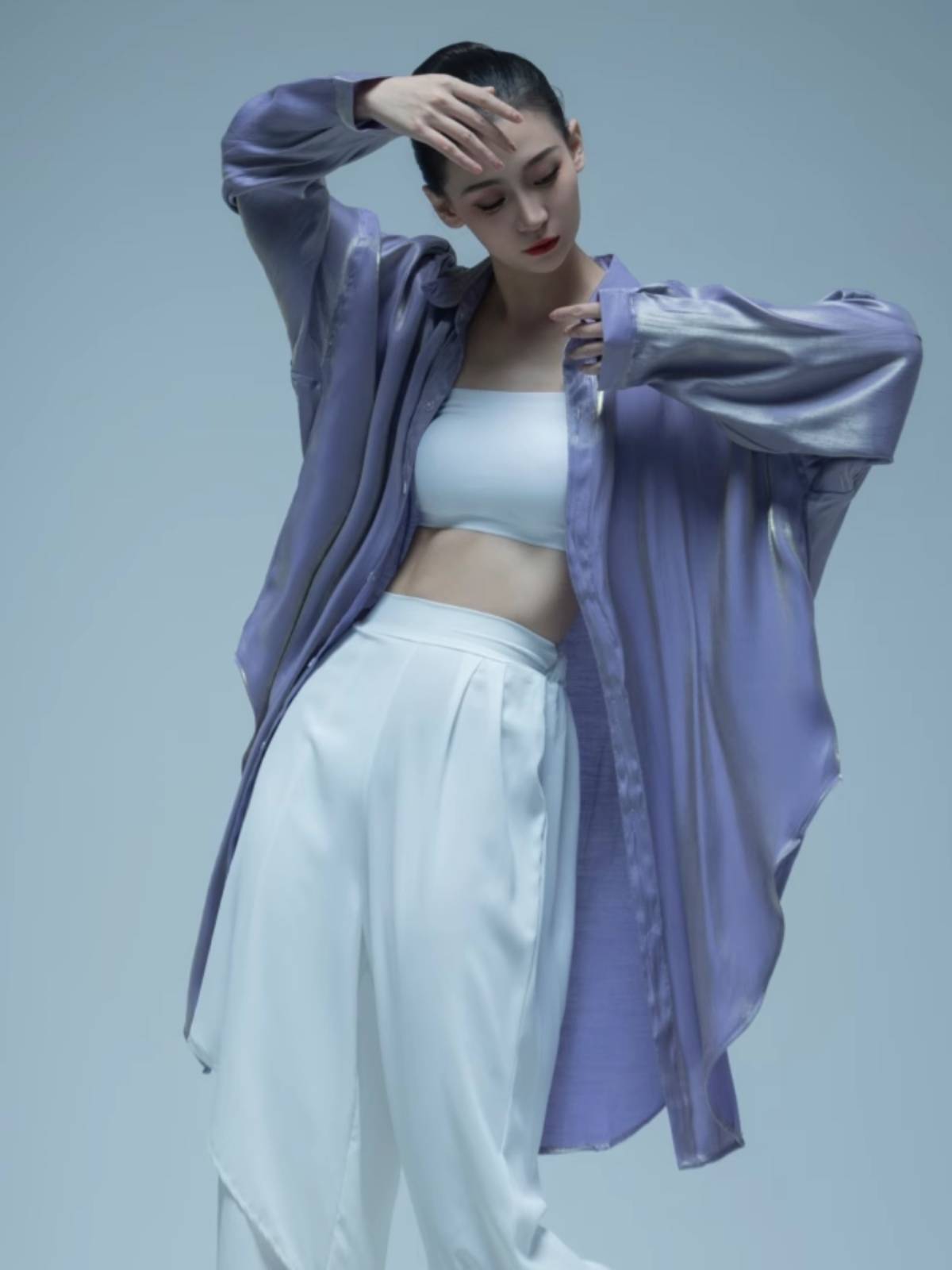 Modern dance shirt practice service men's and women's loose tops, elegant long -sleeved shirt classical dance performance clothing