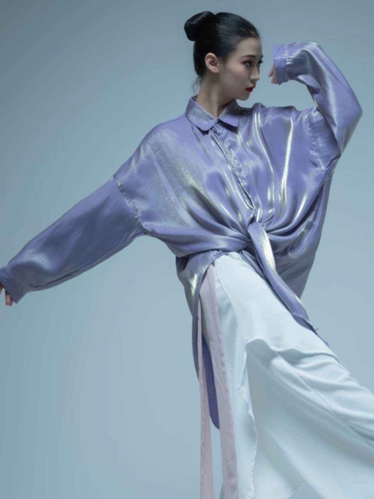 Modern dance shirt practice service men's and women's loose tops, elegant long -sleeved shirt classical dance performance clothing