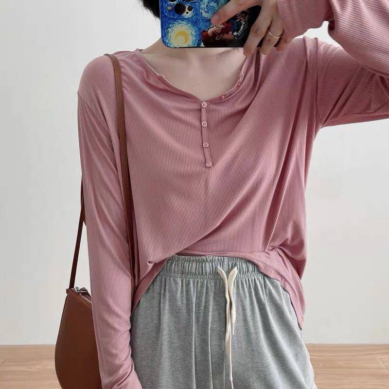 Modern dance exercise service female Modal V -neck loose long -sleeved dance service yoga service student basic type training service