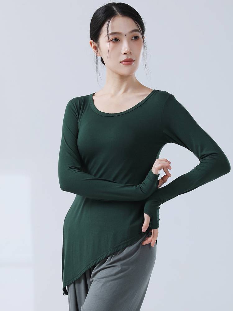 Modern dance training, female adult Modal set refers to long -sleeved dance base training top classical square dance clothing summer
