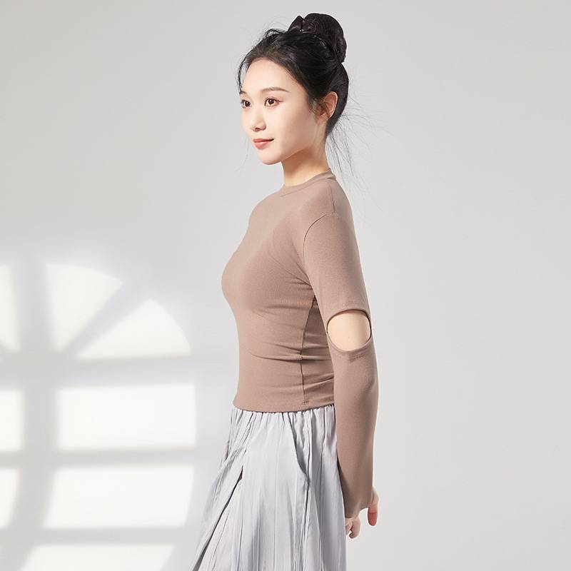 Modern dance training service female dance wearing a long sleeve sleeve sleeve finger top classical dance training suit