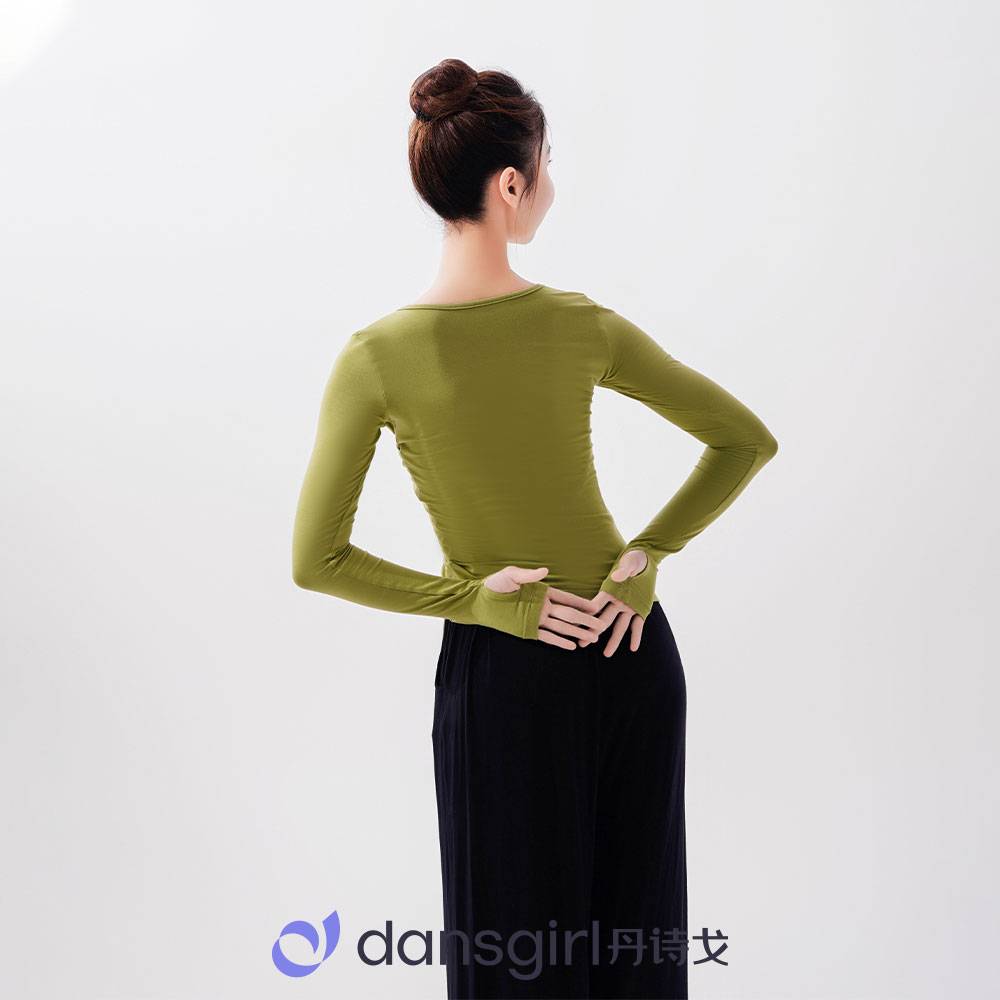 Danshigo's new modern dance top dance clothing outside the adult teacher national dance clothing side drawing rope slashing shirt