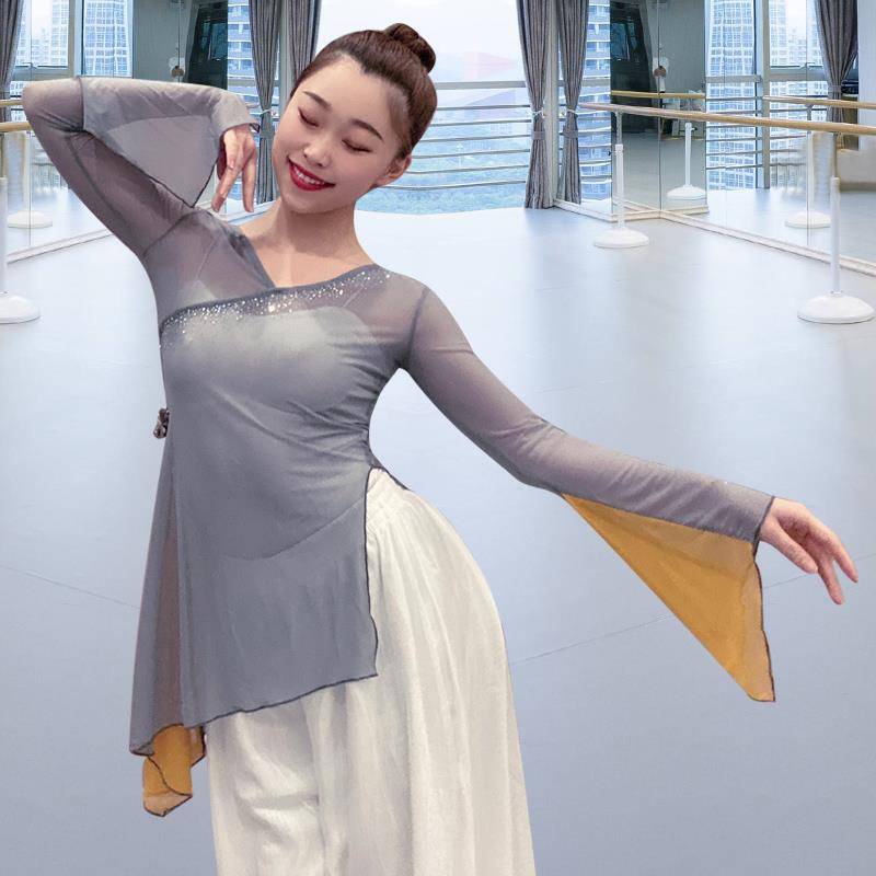 Classical dance body rhyme gauze inlaid dance clothing Chinese dance modern national body yoga elegant practice service girl