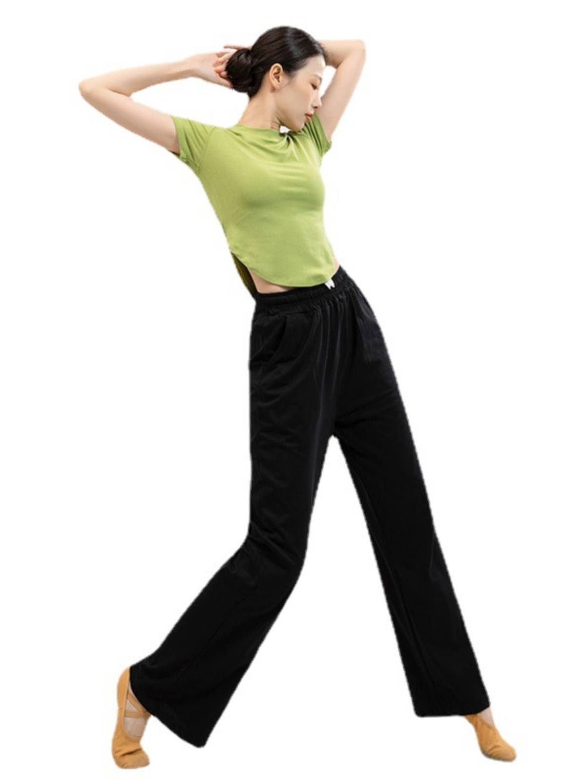 Modern dance dance clothing practice clothes cotton pants black loose adult lace ethnic classic straight pants