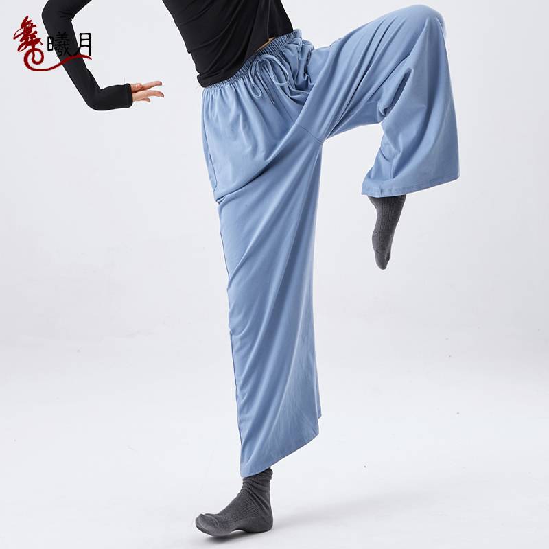 Modern dance practice pants pure cotton loose wide -leg pants men and women professional straight pants students adult training trousers
