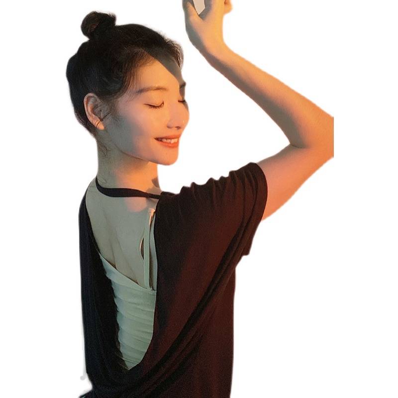 Classical dance clothing summer practice service ethnic dance ethnic dance loose shoulder clothes back dressing skills test -based modern dance top