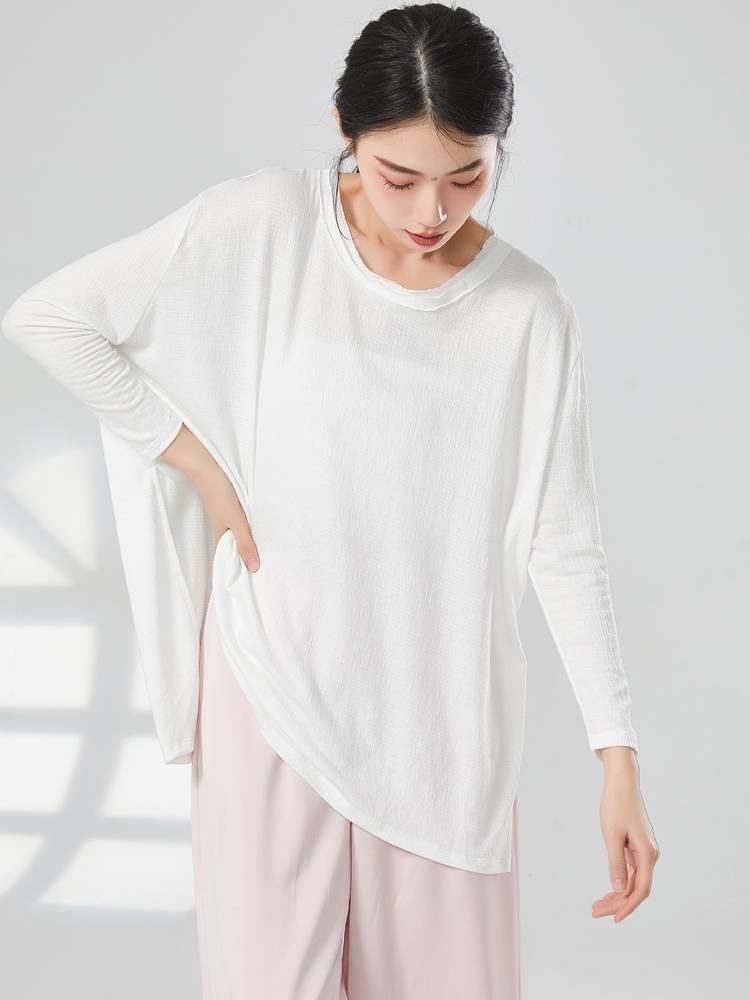 New Modern Dance Practice Clothing Lazy Loose Temperature Bat Sleeve Dance Top Classical Dance Men and Women Same Clothing