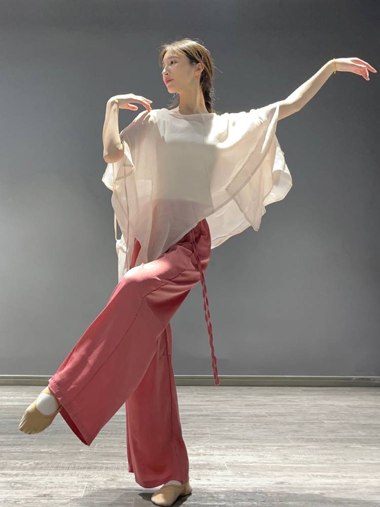 Classical dance pants children's new modern dance high -waist straight pants, loose, elegant wide leg pants dance practice pants