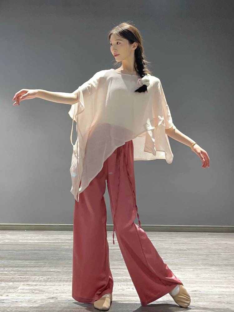 Classical dance pants children's new modern dance high -waist straight pants, loose, elegant wide leg pants dance practice pants