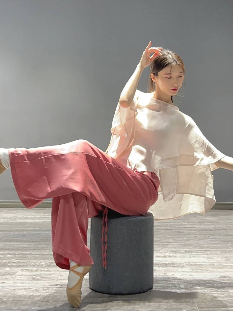 Classical dance pants children's new modern dance high -waist straight pants, loose, elegant wide leg pants dance practice pants
