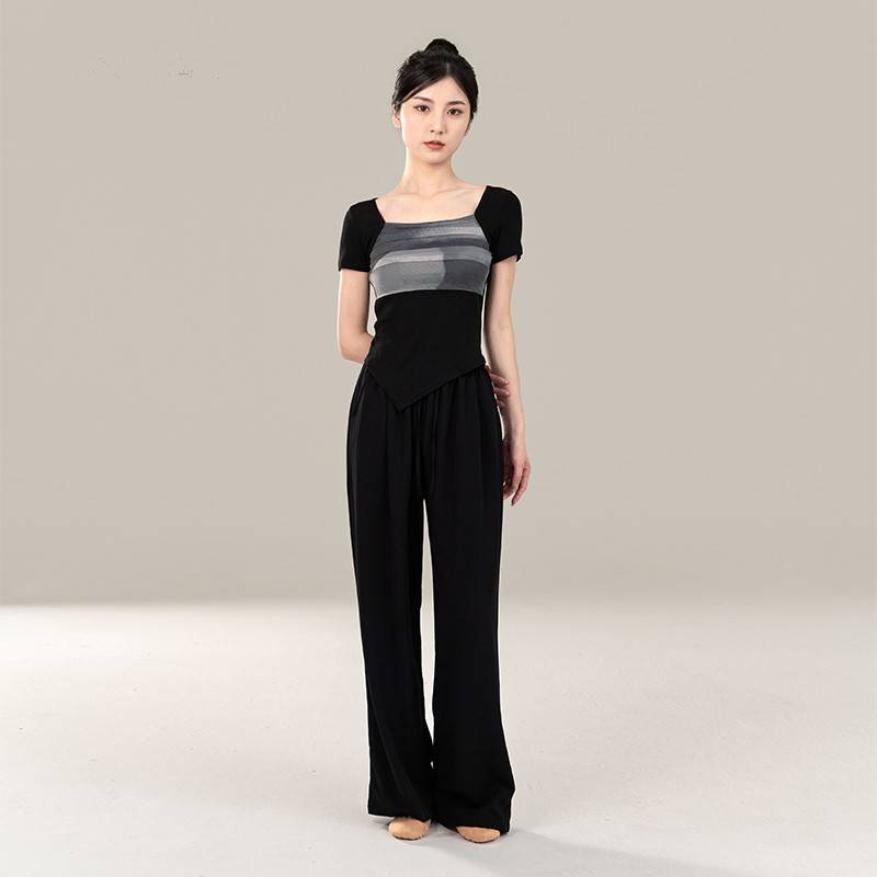 Modern dance exercise service summer 2024 new loose straight -legged wide -leg pants Chinese dance clothing shape female dance pants