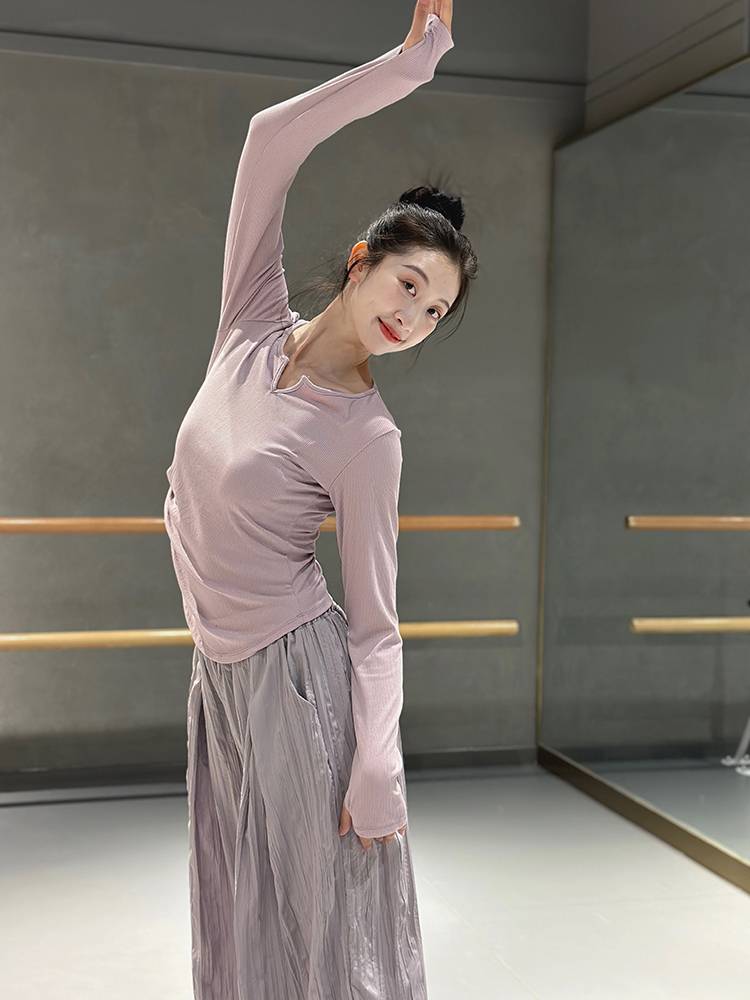 Slim sleeve -sleeved student dance dance service female classical dance modern dance Chinese dance exercise body training yoga clothing