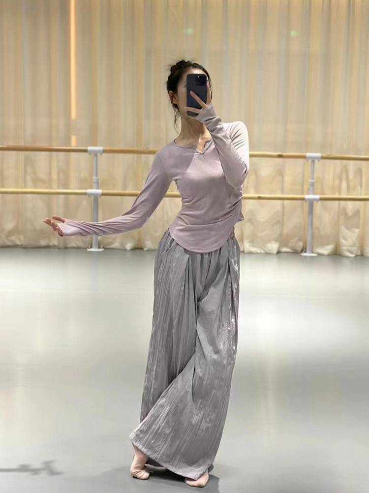 Slim sleeve -sleeved student dance dance service female classical dance modern dance Chinese dance exercise body training yoga clothing