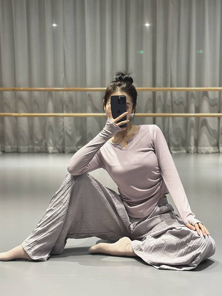 Slim sleeve -sleeved student dance dance service female classical dance modern dance Chinese dance exercise body training yoga clothing