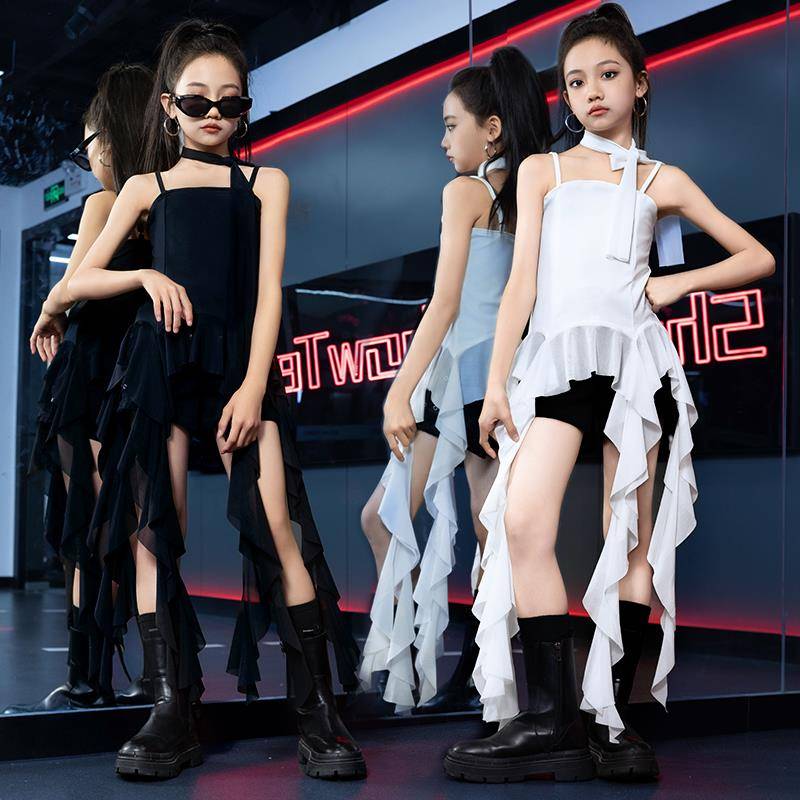 Girl's Jazz Dance Camouflage Jazz catwalk show Modern dance exercises, exposed umbilical children's street dance performance