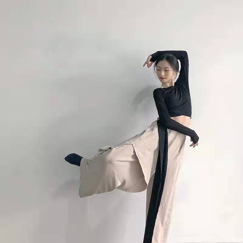 Modern dance exercise service Chinese classical dance top clothes are elegant and loose, elegant wide leg pants jazz dance performance