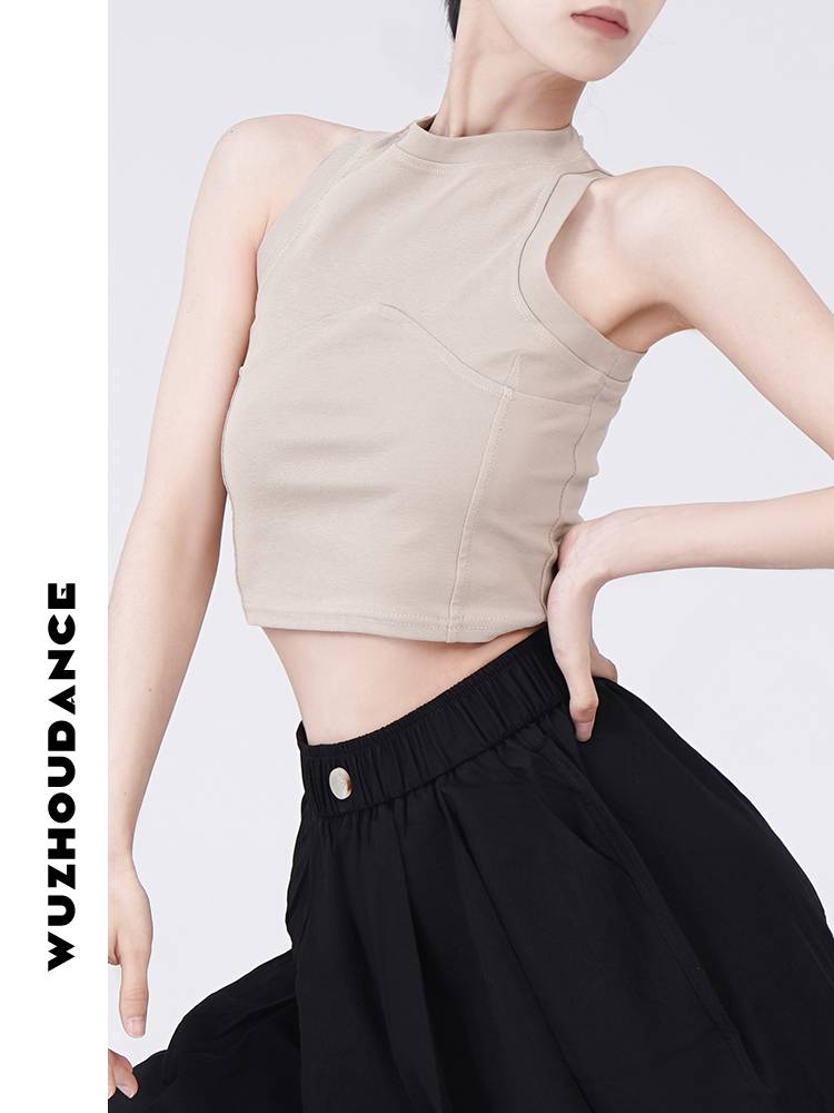 Wuzhou Danz sleeveless top Summer new modern dance top daily wild black, thin waist, thin top