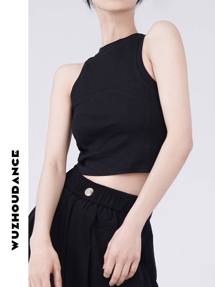 Wuzhou Danz sleeveless top Summer new modern dance top daily wild black, thin waist, thin top