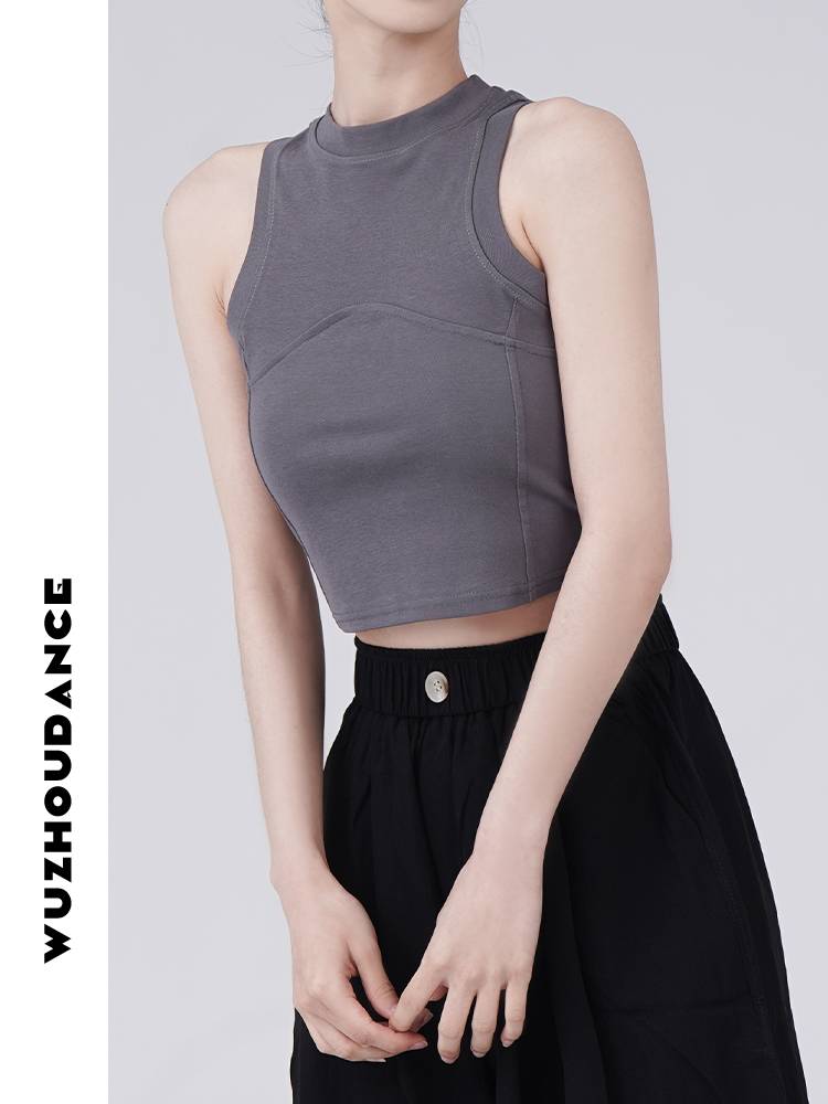 Wuzhou Danz sleeveless top Summer new modern dance top daily wild black, thin waist, thin top