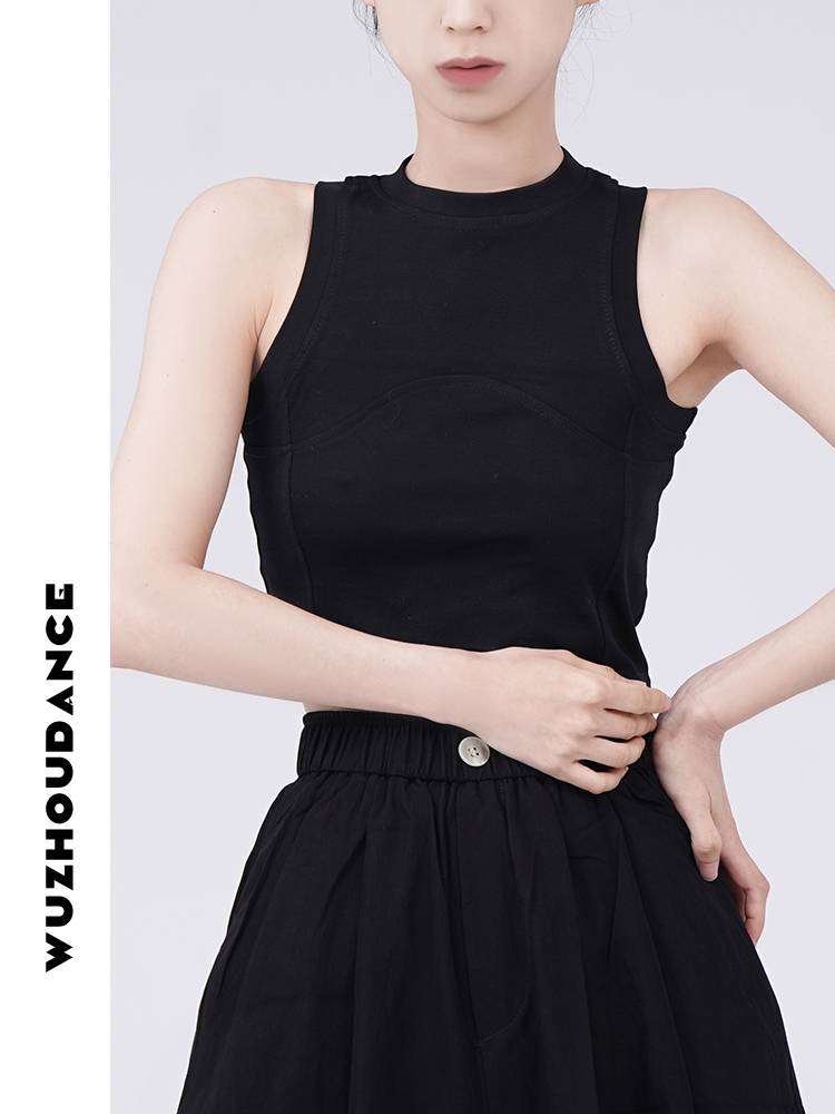 Wuzhou Danz sleeveless top Summer new modern dance top daily wild black, thin waist, thin top