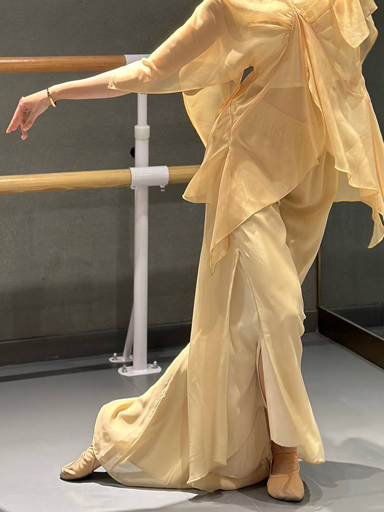 Classical dance clothing elegant chiffon split wide -leg pants Modern dance Chinese dance exercise pants Chinese style dance pants female