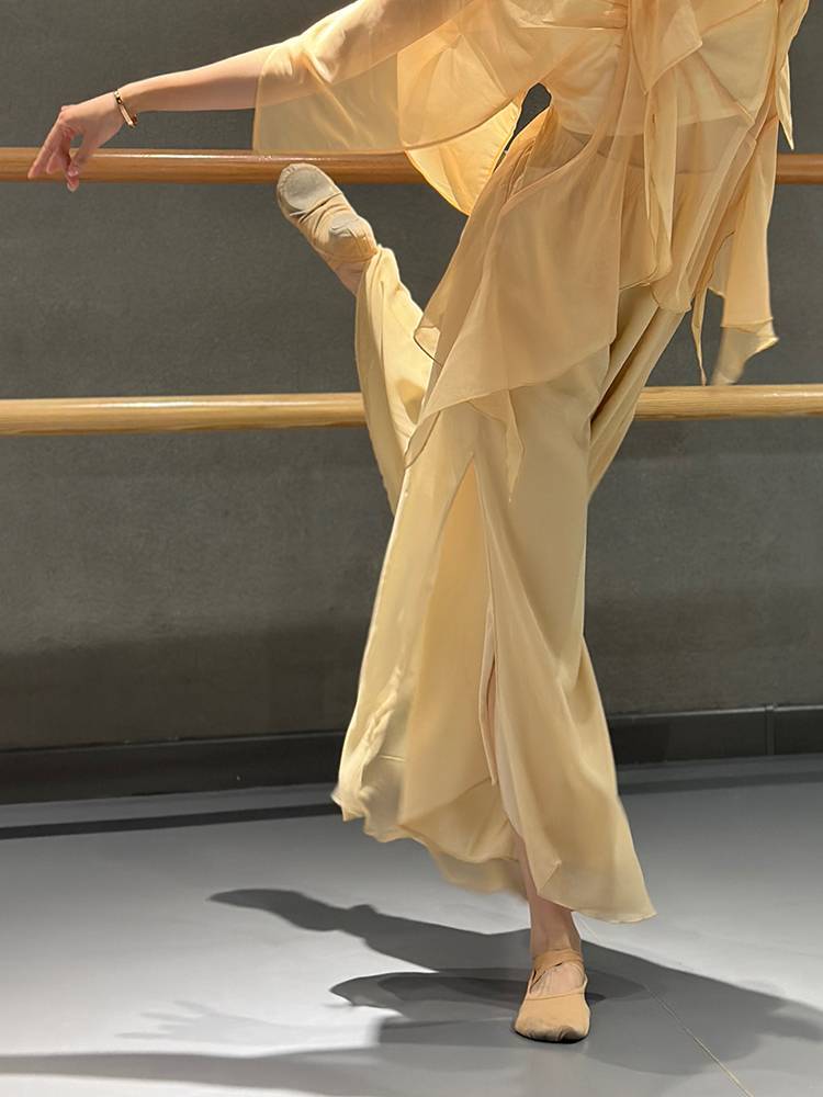 Classical dance clothing elegant chiffon split wide -leg pants Modern dance Chinese dance exercise pants Chinese style dance pants female