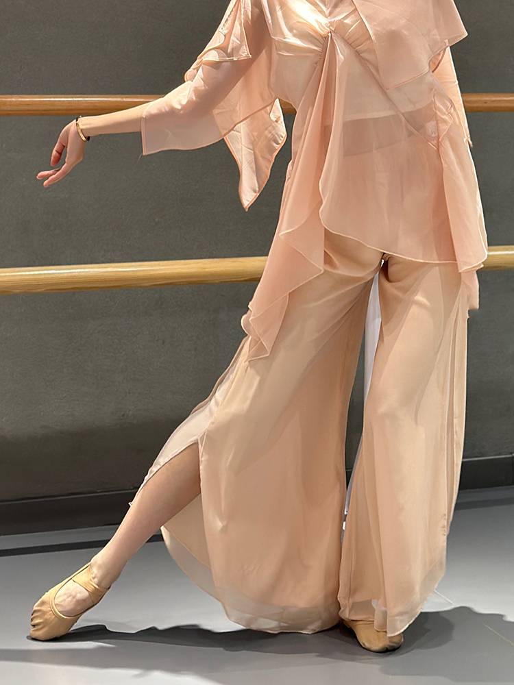 Classical dance clothing elegant chiffon split wide -leg pants Modern dance Chinese dance exercise pants Chinese style dance pants female