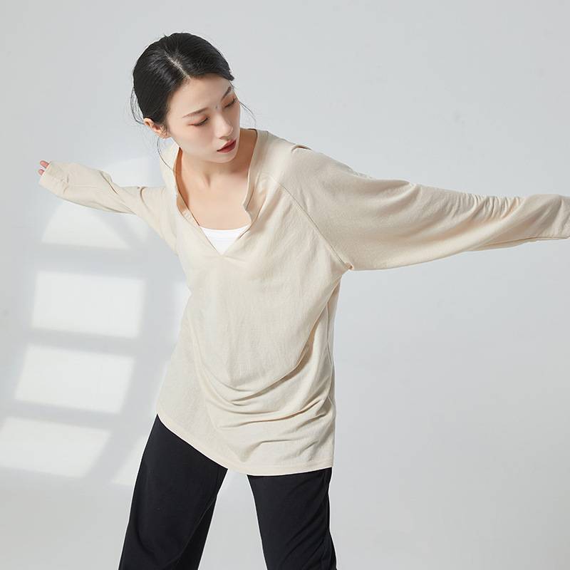 Modern dance dance bangs daily wear loose deep V men and women, the same personality long -sleeved long -sleeved top top