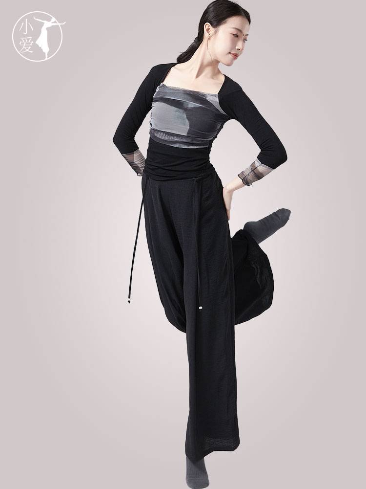 Dance service modern dance training pants ribbon, elegant wide leg pants new classical dance exercise, loose professional dance pants