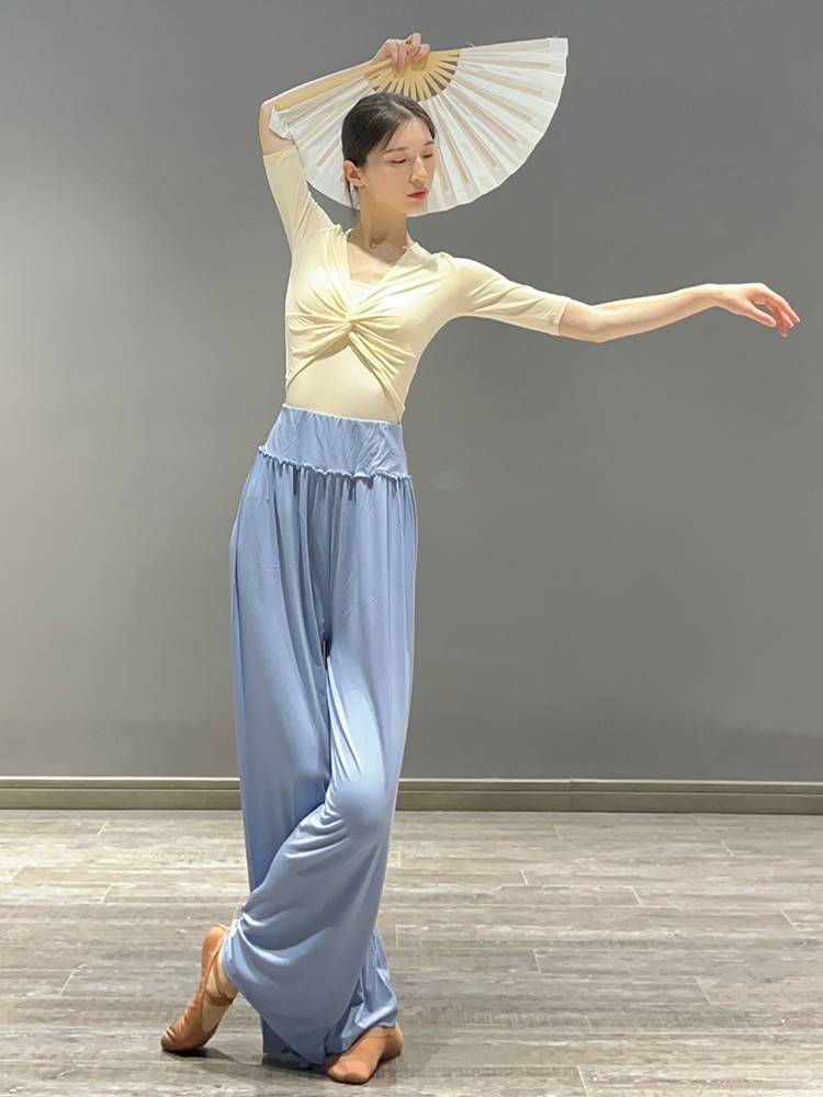 Dance practice clothing Female shape Chinese classical dance modern dance two -piece vest Modal short -sleeved top winter